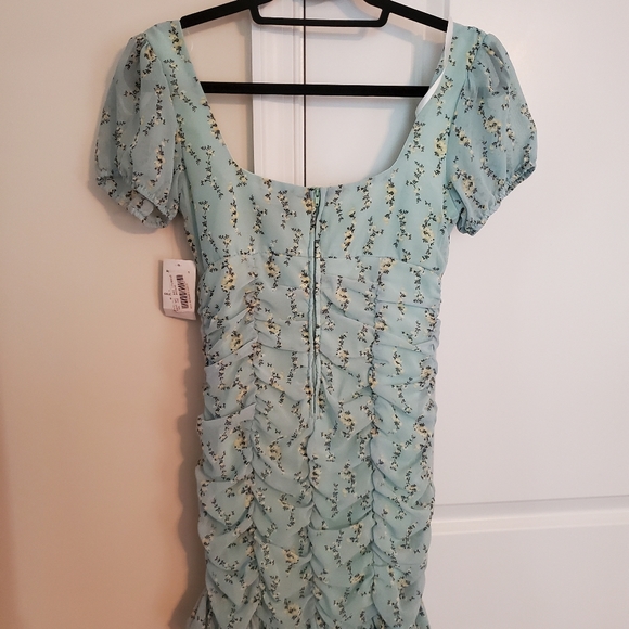 B Darlin Green and Yellow Floral Ruffle Dress - Picture 3 of 4